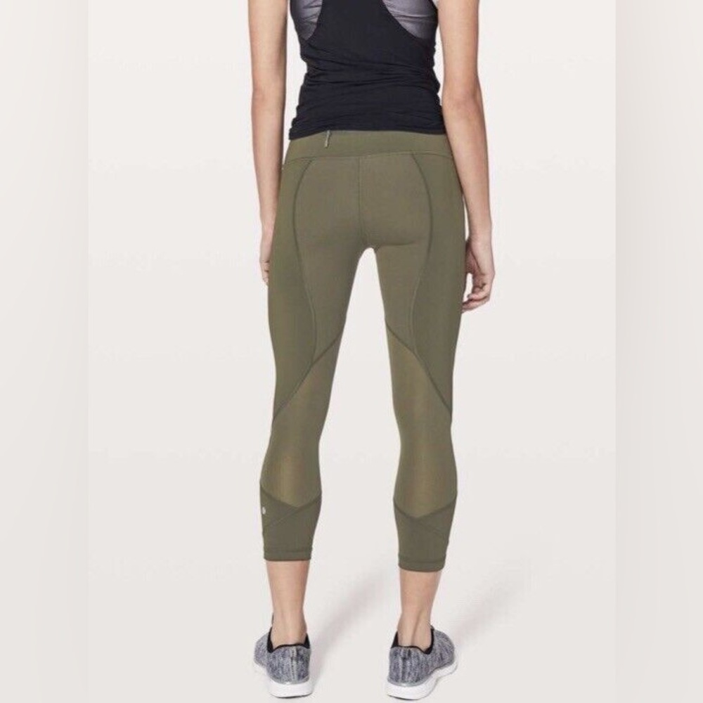 Lululemon Pace Rival Crop Leggings Dark‎ Olive Green sz6